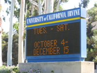 UCI sign, Exhibition dates Oct 4th to Dec 15th